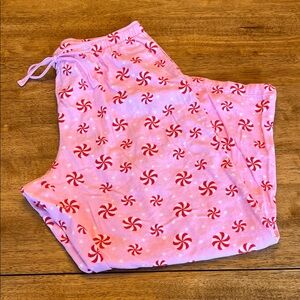 Women’s Sleep Chic Pink Pajama Pants with Peppermint Print.  Size XL